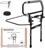 MobiliAid Heavy Duty Bed Rails for Elderly Adults (150kg Capacity) - Foldable Support Handle w/Adjustable Legs – Any Size/Queen/King Size Bed Rail for Elderly Safety - Australian Owned Mobility Aid