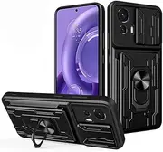 [Electro-weideworld] Kickstand Case for Motorola Edge 30 Neo, [Camera Protection] Shockproof Hard PC Holder Stand Protective Case Cover for Motorola Edge 30 Neo