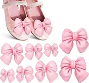 IWOWHERO 8 Pcs Bow Charms Versatile Resin Bow Embellishments for Shoes Bags and Crafts Four Fashionable Accessories for DIY Projects