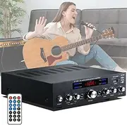 Stereo Audio Amplifier, 5.1 Bluetooth Power Amplifier for Speakers, with LCD Display & Remote Control, USB/sd/RCA/mic in, for Home Theater Speakers, Studio