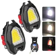 2x COB Keychain Work Light Rechargeable Mini LED Flashlight Whistle Lighter