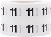 White Circle with Black Number 11 Stickers, 1/2 Inch Round, 1000 Labels on a Roll