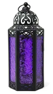 Vela Lanterns Decorative Candle Lantern Holders - Purple Glass, Medium