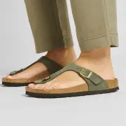 BIRKENSTOCK GIZEH THYME THONG SANDALS REGULAR/WIDE WIDTH GREEN NUBUCK LEATHER