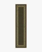 75' x 305' | Machine Washable Runner Rug | Kid & Pet Friendly | Indoor Rug | Pine Border Dark Olive Rug | Ruggable