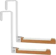 2 Pcs Over The Door Hooks, Over The Door Hanger Rack, Folding Clothes Drying Rack for Hanging Clothes Hat Towels Umbrellas Keys on Back of Bathroom Bedroom Closet Doors