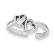 ADJUSTABLE .925 STERLING SILVER TOE RING - VERY DAINTY - 'LOVING HEARTS'