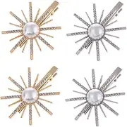 Baluue Pcs Rhinestone Hair Clips for Women Pearl Hairpin Barrettes Hair Barrettes for Girls Elegant Side Combs