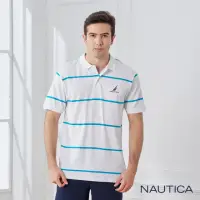 在飛比找momo購物網優惠-【NAUTICA】男裝 LOGO條紋短袖POLO衫(白色)