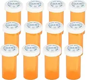 Empty Plastic Pill Bottles with Easy Open Caps (Not Child Resistant), Prescription Medication Vials, Clear Containers (8 Dram, 12pcs)