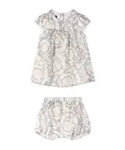 Versace Kids Barocco Printed Short-Sleeved Dress Set 9M,6M,12M,1M White