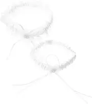 [LIFKOME] Garter Set Bow Wedding Leg Garter for Bride Elegant Accessory for Wedding Party Prom Day White