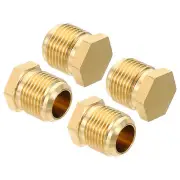 Male 5/8" Brass Seal Plug, 4 Pack SAE Flare 45 Degree Hex Pipe Fittings