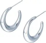 [ZhuyuanSD] Glossy crescent hoop earrings minimalist earrings