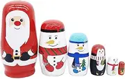 Holiday Nesting Dolls - Handmade Nesting Figurines Wood Toy,Russian Nesting Dolls Figurines Christmas Decorations for Kids Christmas Room Decor