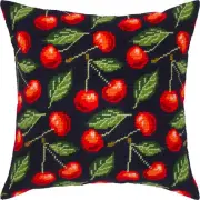 DIY Needlepoint/Tapestry Pillow Kit "Cherries" 16x16 in / 40x40 cm