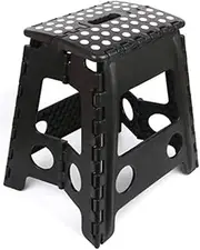 KINGBOO Folding Multi-Purpose Anti-Slip Plastic Step Stool Compact Foldable Stool for Kids Adults Kitchen Garden Bathroom Collapsible Stepping Stool Black L