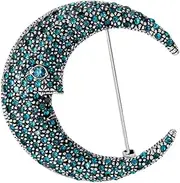 [NewZenro] Vintage Rhinestone Moon Brooches Lapel Pins for Women Men Girls Fashion Sparkly Crystal Simple Crescent Cartoon Portrait Brooch Pin for Dresses Suit Hat Bag Jewelry