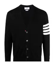 Thom Browne 4-Bar V-Neck Knitted Cardigan 00,0,1,2,3,4,5 black