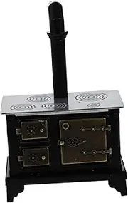 Adorable Scale Miniature Cooking Bench Long Chimney Iron Hearth Model for Mini House Decor