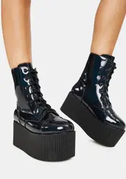 [Y.R.U.] Patent Kaos Mid Platform Boots