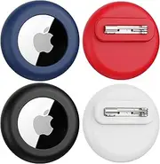 Air Tags-4 Pack Apple Kids Hidden Case, for Apple Air Tag, Silicone Airtag Holder Silicone Airtag Holder with Safety Pins,Airtag Tracker,Anti Lost, for Kids, Luggage, Clothing(Black White Blue Red)