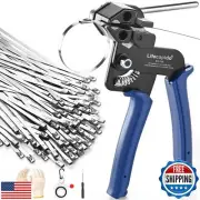 Metal Zip Ties Tool, Stainless Steel Zip Tie Gun with Built-in Cutter, Adjust