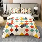 Rainbow Square Duvet Cover King Size Colorful Geometry Bedding Set