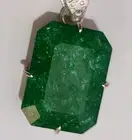 Natural Certified Green Emerald Pendant 50.55 Ct Emerald Cut 925 Solid Silver S1