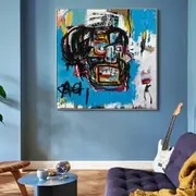 Blue Head By Basquiat Canvas Wall Art