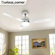 52" Minimalist Ceiling Fan Adjustable LED Light Reversible Function 3 Blades