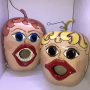 Two (2) Funny BirdHouses. Male , Female. Pumpkin Patch