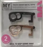 Touch Smart My TagAlongs Set of 2 Touch Free Metal Keys-Pin Pads/Buttons/Handle