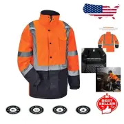 Lightweight High Visibility Winter Safety Jacket - ANSI Class 3 Insulated Parka