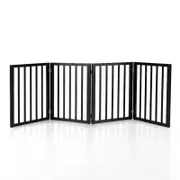 Petzly Pet Gate Dog Fence Safety Barrier Security Door 4 Panel 61cm Black