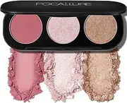 FOCALLURE Blush and Highlighter Palette,2 in 1 Makeup Powder Palette,Cruelty-Free Matte Blush,Shimmer Illuminator Highlighters for a Glowing Look,#03
