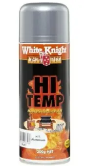 White Knight HIGH TEMP SPRAY PAINT 300g ALUMINIUM Heat Resistant 540°C*Aust Made