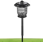 Solar Powered Fly Zapper, 2 in 1 Light Trap, Light Attraction, Catcher Lamp with Ground Pole, Nighttime Protection for Courtyard Camping Outdoor Yard Garden Backyard Patio