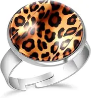 [FVQL] Adjustable Ring for Girls, abstract animal skin texture, 1.7cm/0.67inch, Glass, glass