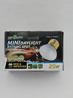 25W Upgraded Nano Reptile Daylight Basking Spot Heat Lamp Bulb 2 Pack, UVA Fu...