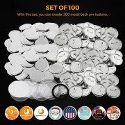 100 Sets of Metal Button Supplies Blank 2.95 in for Button Maker Machine Round