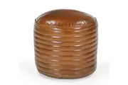 Victor Vintage Rustic Caramel Grooved Leather Foot Stool Ottoman