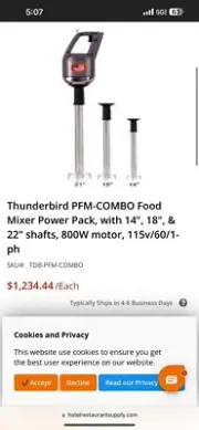 Thunderbird PFM-COMBO Handheld Mixer Immersion Stick Blender 3 Shafts