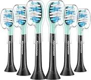 Aoremon Replacement Toothbrush Heads for Philips Sonicare C3 Premium Plaque Control HX9044/65 G3 Gum Care HX9054/65 W3 4100 5100 6100 7500 C1 C2 Flexcare Diamondclean HealthyWhite, 6 Count, Black