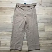 Club Monaco Enamel Ring Wool Blend Straight Leg Pants Size 8 Camel Ankle Length