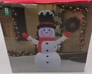 8' Inflatable LED Christmas Snowman Indoor Outdoor Twinkling Light Feature *NEW*