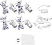 XIASABA LED Spotlight LED Display Spotlight 4pcs 5V Mini Dimmable USB Spotlight for Jewelry Showcase Porch Entrance Mini Spotlight (Lumière Vive)