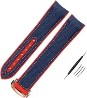 [FFHAO] High Density Nylon Silicone Watchband For Omega Watch Band 20mm 21mm 22mm Rubber Watch Strap folding clasp Curved end wristwatches belt
