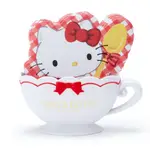 小禮堂 HELLO KITTY 咖啡杯造型置物盒便條紙組《紅白》留言紙.收納盒