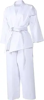 [JEWEDECO] 1set Professional Taekwondo Uniform for Adults Breathable Comfortable Karate Costume Elasticated Belt and Drawstrings for Training and Exercise White